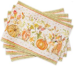 Table Mats Pumpkin Cute Thanksgiving Placemats Decorative Place Mat Washable Dinner Placemat For Holiday Wedding Dining 4pcs