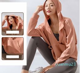 lu Hooded Pullover Women Spring and Autumn V-Neck Long Sleeve Sweater Y