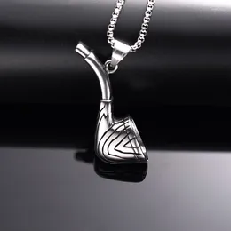 Pendant Necklaces Men's Retro Pipe Necklace Stainless Steel Punk Vintage Neck Chain Collar Rock Personalised Fashion Jewellery Accessories