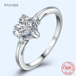Simple Heart Solitaire Ring 925 Sterling Silver Wedding Gift Love Forever Engagement Rings for Women Fine Jewellery JZ006238c