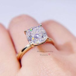 Cushion Cut 3Ct VVS Engagement Diamond 14K Moissanite Ring