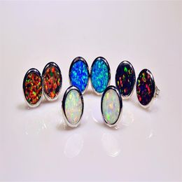 Whole & Retail Fashion Jewelry Fine Blue White Orange Brown Fire Opal Stone Silver Plated Earrings EAT002318q