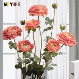 Decorative Flowers 3 Heads/branch Artificial Roses Imitation Silk Decoration Table Flower Living Room Fall Decor