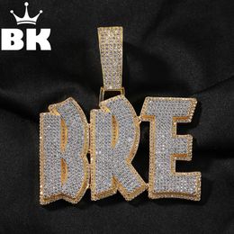 Pendant Necklaces THE BLING KING Double Layer Large Custom Name Necklace Two Tone Colour Initial Micro Paved Cubic Zirconia Hip Hop Jewellery 231201