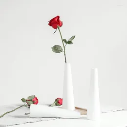 Vases Nordic Minimalist Plain Fired White Ceramic Dry Flower Vase Decorations Floral Arrangements Bouquets