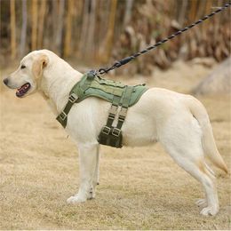 Dog Collars Tactical Harness Leashes Military Vest For Large Dogs Training Outdoor Waterproof Collar Chest Back Strap