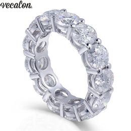 Vecalon 925 Sterling Silver Eternity Ring 6mm 5a Zircon Sona Cz Engagement Wedding Band Rings For Women Bridal Finger Jewelry J190228j