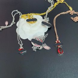 vivians designer with box Women Pendant Necklaces Classic Gold Silver Vintage Saturn and Venus shape Diamond Necklace length 41cm-50cm Christmas gifts Jewellery