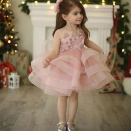 Girl Dresses Flower Slanted Shoulder Tulle Fluffy First Communion Birthday Wedding Prom Party Customized Formal Wear Events