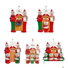 Christmas Decorations 2023 Happy Family Diy Resin Christmas Ornaments Pendant Tree Decoration Drop Delivery Home Garden Festive Party Dhnd3