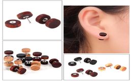 1 pc Fashion Natural Wooden Ear Studs Earnings For Women Men Wood Round Dumbbell Piercing Punk Earrings Stud5064164