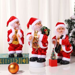 Electric Hip Shaking Guitar with Music Santa Claus Gift Toy Little Old Man Decoration Doll