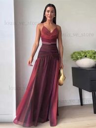 Urban Sexy Dresses Sexy Bodycon V-neck Spaghetti Strap Maxi Dress Fashion Colourful Pleated High Waist Long Robes Elegant Evening Party Club Vestido T231202