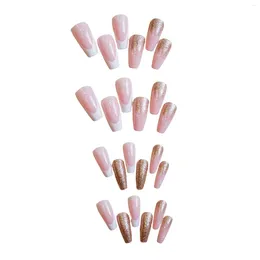 False Nails 24pcs Woman French Fake Nail White Edge Christmas Winter Resin Artificial For Women And Girl Party Activity