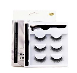 Eyelash set for makeup004Waterproof Magnetic Liquid Eyeliner False Eyelashes Tweezer Set Eye Lashes Kit Very convenient magnet 2996643