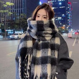 Scarves Luxury Winter Warm Cashmere Plaid Scarf Women Men Long Lady Tassel Shawl Student Neck Wraps