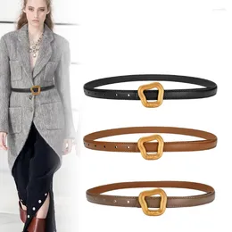 Belts High-quality Leather Women Belt Fashion Waistbands Square Metal Buckle For Ladies Leisure Dress Jeans Wild Soft Waistband