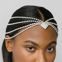 Hair Clips 2023 Fashion Shiny Rhinestone Multi-layer Square Forehead Headchain Bridal Accessories Women's Crystal Tassel Chain