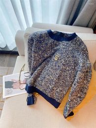 Women's Sweaters Autumn Winter French Retro Wool Sweater Women High Quality Cashmere Knitted Pullover Bead Diamond 5 Number Short Knitwears
