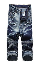 rock revival jeans NEW French Designer Men Jean Shorts Summer Ripped Denim Blue Half Knee Length Shorts Slim Fit Shorts men 6285579