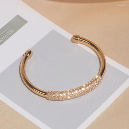 Bangle Luxury Crystal Open Bangles & Bracelets Trendy Gold Color Statement Cuff For Women Wedding Jewelry Accessories 2023