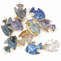 Pendant Necklaces Natural Stone Crystal Tooth Cluster Arrow Necklace Rough Mineral Healing Charm DIY Jewellery Accessorie Wholesale 7Pcs