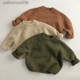 Clothing Sets Baby Boys Winter Knitted Sweater Korean Loose Casual Autumn Spring Children Casual Sweater Pullover Solid Colour Baby Top ClothesL231202