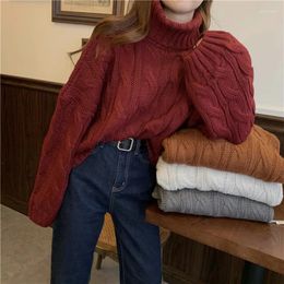 Women's Sweaters Twisted Women Crop Turtleneck Thick Fashion Knitted Jumper Casual Long Sleeve Loose Pullover Oversize Short Coats