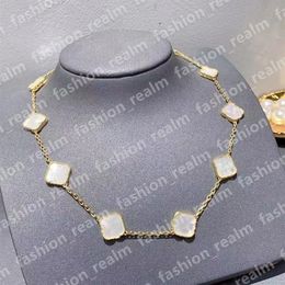 Designer Necklace Jewellery Four Leaf Clover Necklaces Black Green Agate Long 10 Ten Flowers Pendant Mother-of-Pearl for Women Girl221m