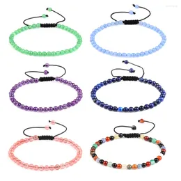 Strand 4MM Natural Stone Beaded Bracelet Lapis Lazuli Amethyst Colourful Stones Adjustable Beads For Women Jewellery