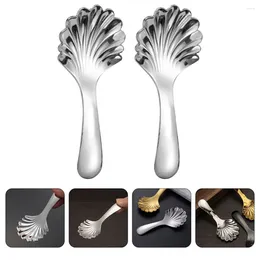 Spoons 2Pcs Stainless Steel Dessert Metal Ice Cream Party Teaspoon