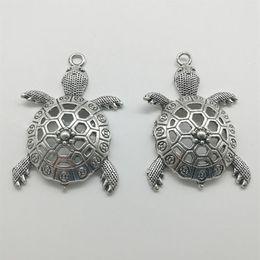 10pcs Big Sea Turtles Animal Charms Pendants Retro Jewelry Accessories DIY Antique silver Pendant For Bracelet Earrings Keychain 5329y