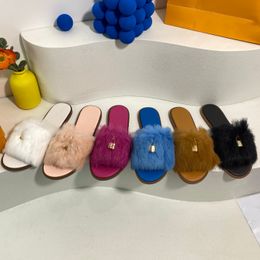 Fashion slippers womens Wool slippers pink blue black Comfort Designer Slippers Fashion Slide Fluffy slippers size 35-42 Outdoor slippers