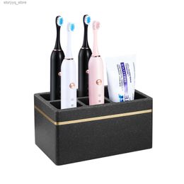 Toothbrush Holders Luxspire Toothbrush Holders Resin Electric Toothbrush Toothpaste Holder Stand Caddy 5 Slots Bathroom Vanity Countertop Storage Q231202