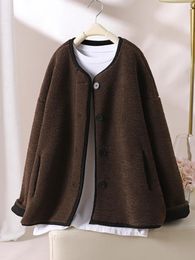 Women's Hoodies 2023 Autumn And Winter Round Neck Fashionable Age Reducing High Quality Lamb Wool Coat For Women Loose Small Warm