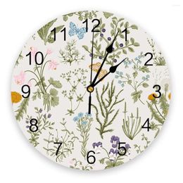 Wall Clocks Flower Plant Butterfly Bedroom Clock Large Modern Kitchen Dinning Round Living Room Watch Home Decor