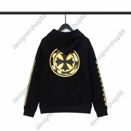 2023 New CH Cro Yellow Round Horseshoe Cross Hooded Sweater Coat Unisex Casual Ins Black Pure Cotton Hoodies