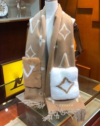 Teddy Fluffy's scarf Designer Cashmere Autumn Winter Woman Scarf with Warm Rabbit Hair Pocket Echarpe Luxe Shawl Wear hijab weote G5