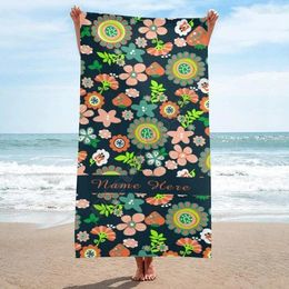 Towel Personalised Beach Towels For Women Girl Floral With Name Floras Flowers Microfiber Large Size Custom