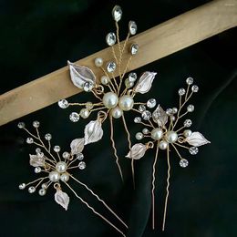 Hair Clips Wedding Pearl Hairpin Bride Tiaras Crystal Lady Marrige Headdress Fashion U-shaped Clip Vintage Jewellery