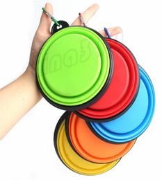 Pet silicone folding bowl Pets Dog Cat Feeding Bowl Portable Travel Collapsible dog bowl Fashion key chain pet food plate T9I01995913813