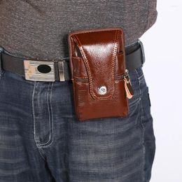 Waist Bags Men Genuine Leather Fanny Bag Classic Texture Creative Design Chic Business Mobile Phone Purse Belt Bum Pouch
