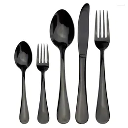 Dinnerware Sets Black Stainless Steel Tableware Is Easy To Clean Durable Multi-style Household Western El Kitchen Supplies