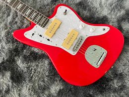 China electric guitar white pearl pickguard Jazz red Colour Fen 6 strings