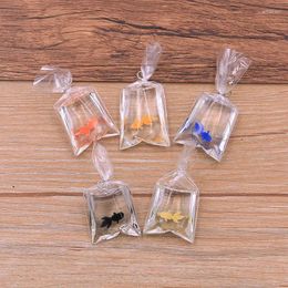 Charms 6pcs Simulated Resin Goldfish In Transparent Water Bag Animal Pendant For Earring Keychain Jewerly Making Diy Accessories