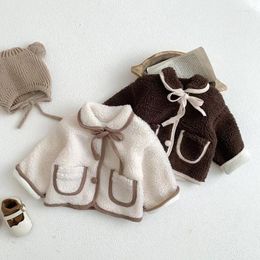 Jackets Winter Baby Coat 0-3Years Born Boy Girl Lamb Wool Warm Jacket Pocket Velvet Cardigan Outwear Kids Clothes