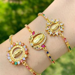 Virgin Mary Bracelets For Women Crystal Bracelets Pendant Gold Christian Jewellery virgen de guadalupe GC104259d