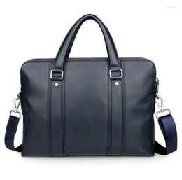 Briefcases Natural Genuine Leather Bag Business Men Bags 15 Inch Laptop Tote Crossbody Shoulder Handbag Men's Messenger