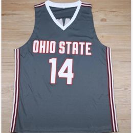 Nikivip Ohio State Buckeyes College # 14 Joey Lane Maglia da basket Uomo Ed Numero personalizzato Nome Maglie grigie