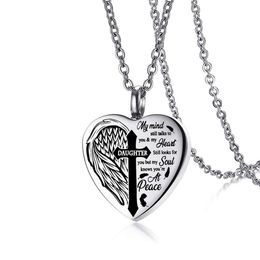 Gothic Cross Stainless Steel Urn Necklace Angel Wing Heart Box Keepsake Pendant Memorial Jewellery for Human or Pet290g